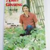 A man in a red shirt sits among ginseng plants on the cover of a book titled "All About Ginseng Revised" by John W. Epler Jr.