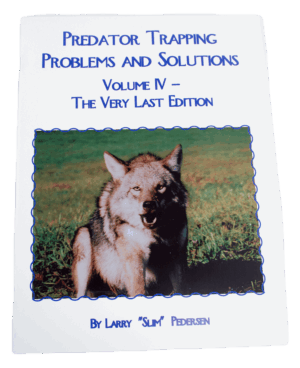 The book cover for "Slim Pedersen - Predator Trapping Problems & Solutions IV" showcases a majestic wolf image.