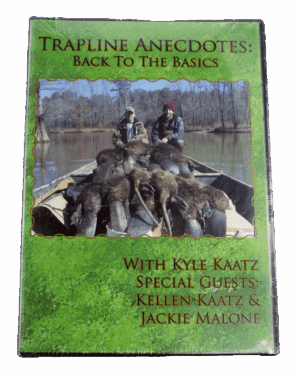 Cover of "Kyle Kaatz - Trapline Anecdotes: Back to the Basics" features a beaver boat and listed guest names.
