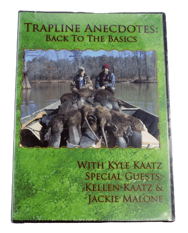 Cover of "Kyle Kaatz - Trapline Anecdotes: Back to the Basics" features a beaver boat and listed guest names.