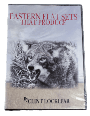 DVD cover titled "Clint Locklear - Eastern Flat Sets That Produce," featuring a snarling coyote.