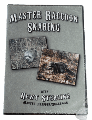 DVD cover titled "Newt Sterling - Master Raccoon Snaring" with raccoon images.