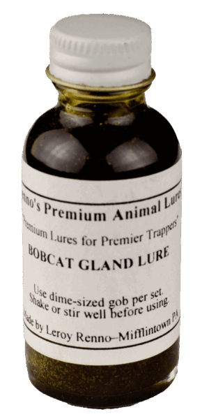 Renno's Bobcat Gland Lure by Leroy Renno, Mifflintown, PA, also works as a coyote lure. Use a dime-sized amount.