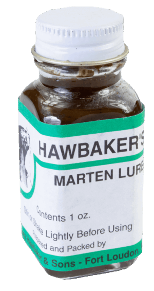 Hawbaker's Marten Lure, 1 oz., includes instructions, crafted by Hawbaker & Sons in Fort Loudon for trapping success.