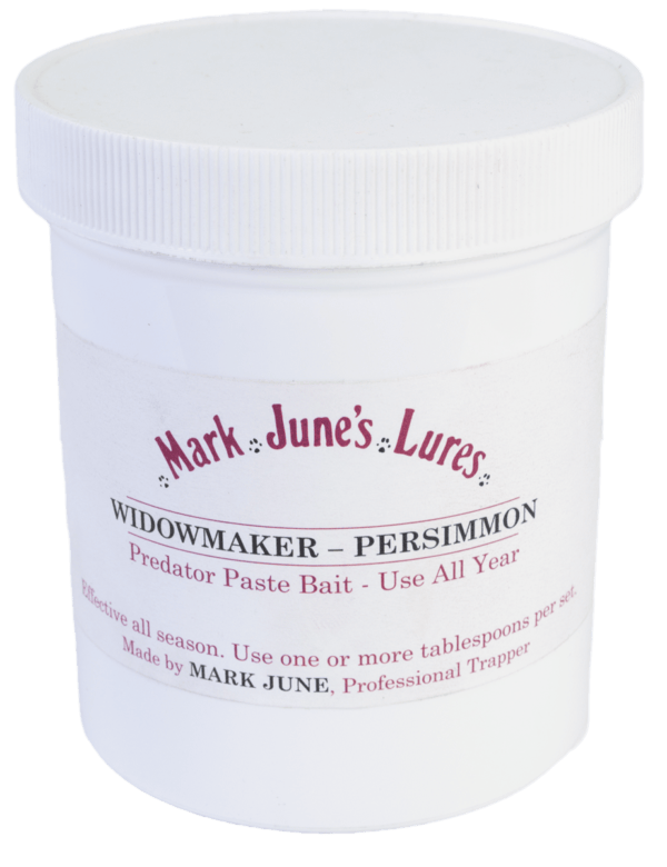 Use Mark June's Widowmaker Persimmon Paste Bait, a white container labeled for trapping: one or more tablespoons per set.