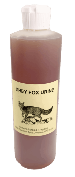 Murray's Grey Fox Urine bottle features an image of a fox.