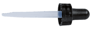 A Lure Dropper with tapered tip, black/clear plastic, on a white background.