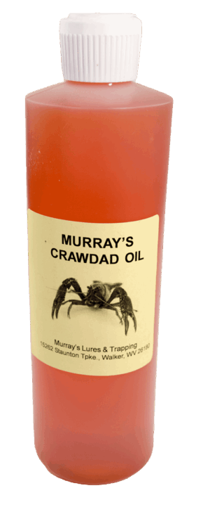 Murray's Crawdad Oil with crawdad label is perfect for lures and trapping.