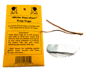 Discover Rite-Ur-Own Trap Tags: 25 customizable tags with wire fasteners and simple instructions.