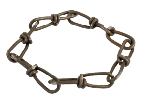 A #2/0 Twin Loop Chain made of small metal hooks linked in a circular pattern.
