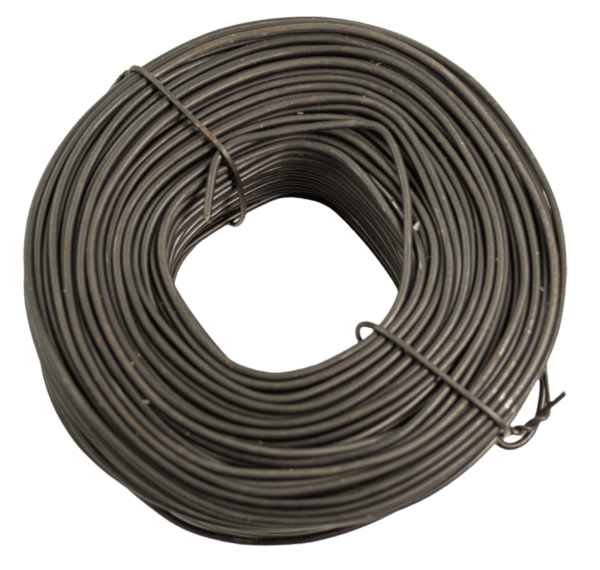 A coiled roll of Trapper's Tie Wire with metallic loops securing it.