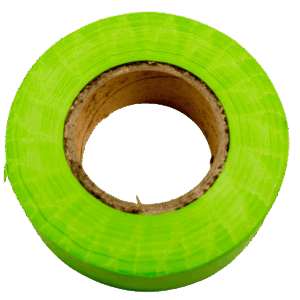 Trappers Flagging: A roll of bright green marking tape with a cardboard core, shown from above on a white background.