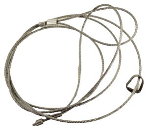 The Drowner Cable is a coiled metal cable with looped ends, perfect for securing/lifting objects, shown on a plain white background.