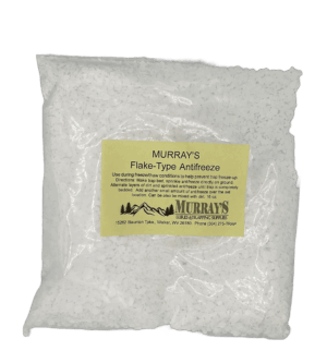 Murray's Trapline Antifreeze is a bag of no-freeze white flakes for trapping and outdoor use.
