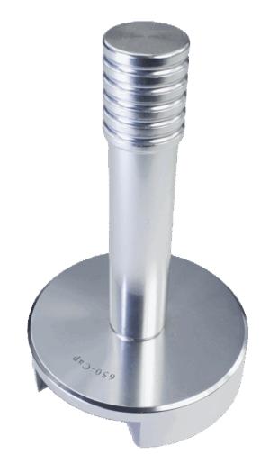 Aluminum Trappers Cap for MB Traps, labeled "550-CAP," features a ridged end and flat base.