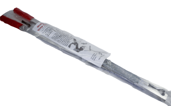 Model 4 Sleepy Creek Trap Setter with red handles in plastic packaging, includes printed instructions and illustrations.