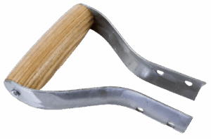 The D-Grip Handle is a wood and metal file handle with screw holes and a V-shaped, D-handle for secure attachment.