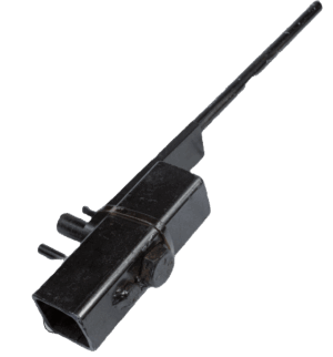 A black metal object with a long rod from a rectangular base, likely Bob Custer's B2 Bender.