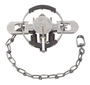 The Duke #1-1/2 Rubber Jaw Coil Spring Trap is ideal for small and medium-sized animals with its padded jaws, springs, and chain.