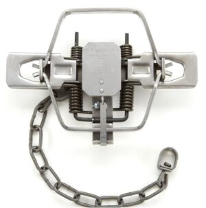 Duke #2 Square Jaw 4x4 Coil Spring Trap: secure trapping with coiled springs and chain.