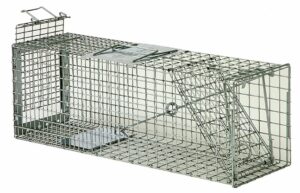 Safeguard Box Trap #52824 features a solid door and trigger for the humane capture of small to medium animals.